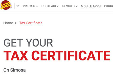 jazz tax certificate portal