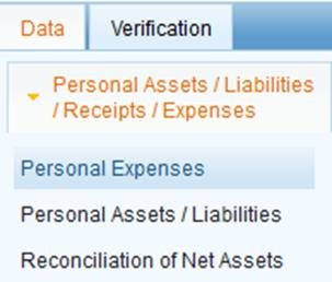 How to Fill Out Your Wealth Statement in IRIS (2026 Guide) 2 Wealth Statement navigation showing Personal Expenses, Personal Assets/Liabilities, and Reconciliation of Net Assets in IRIS