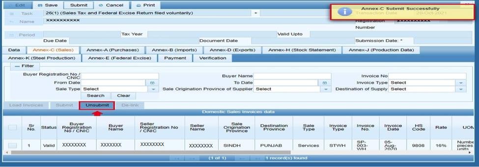 Sales Tax Annexures Explained: Annex-A to Annex-P in IRIS 4 Annex-C submitted successfully confirmation in IRIS