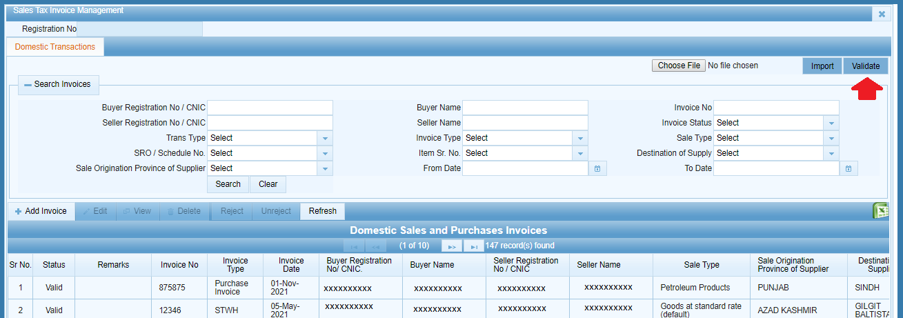 How to Bulk Import Sales Invoices in IRIS Using the Excel Template 7 Validate button in IRIS Invoice Management