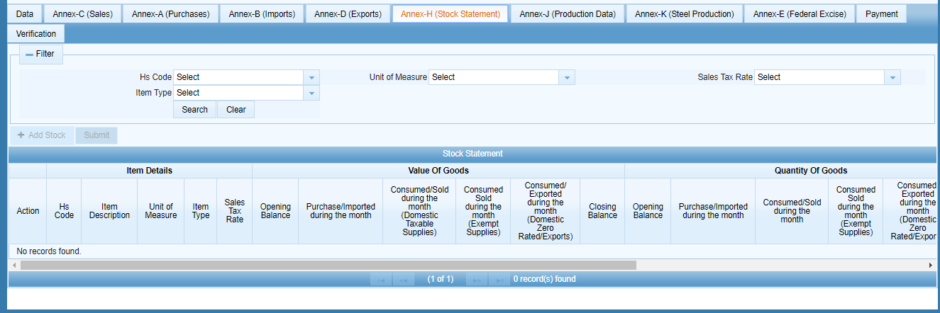 Sales Tax Annexures Explained: Annex-A to Annex-P in IRIS 7 Annex-H Stock Statement tab in IRIS