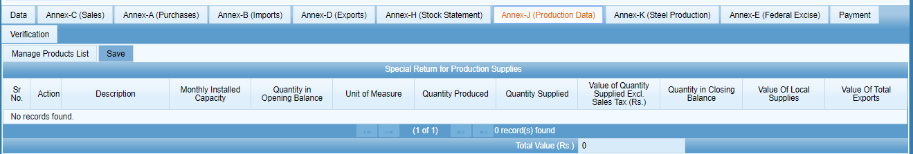 Sales Tax Annexures Explained: Annex-A to Annex-P in IRIS 8 Annex-J Production Data tab in IRIS