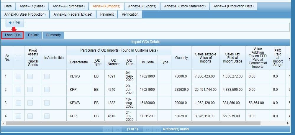 Load GDs button in IRIS Annex-B