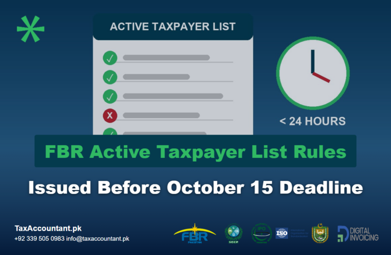 Active Taxpayer List checklist beside a clock showing less than 24 hours before the October 15 FBR deadline