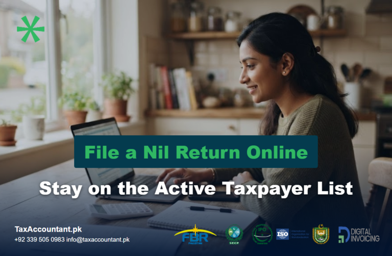 Woman filing a nil income tax return on a laptop at a kitchen table with a calculator and notebook
