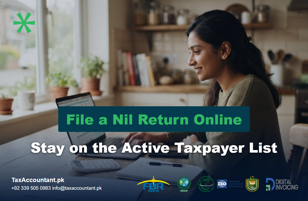 Woman filing a nil income tax return on a laptop at a kitchen table with a calculator and notebook