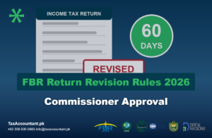 Tax & Business Compliance Services in Pakistan | Income Tax, NTN & Company Registration 7 Revised income tax return form with a 60 day badge showing the FBR return revision window