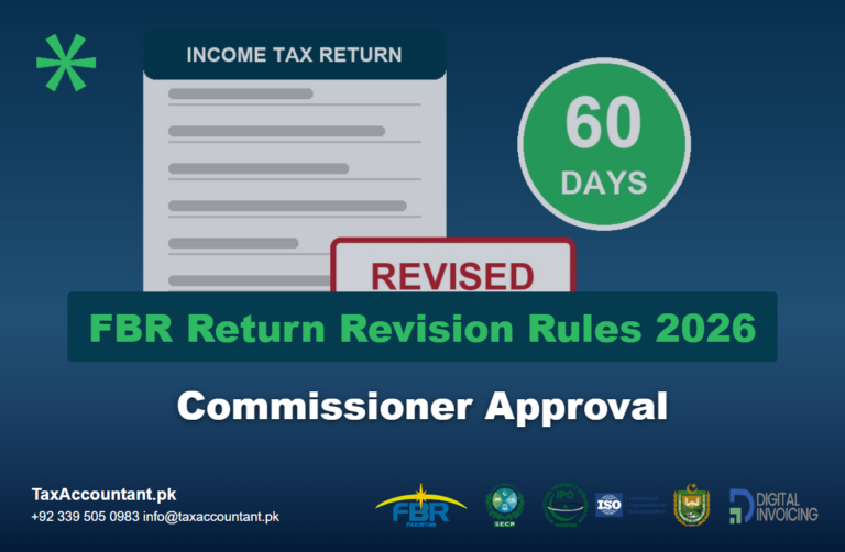 Revised income tax return form with a 60 day badge showing the FBR return revision window